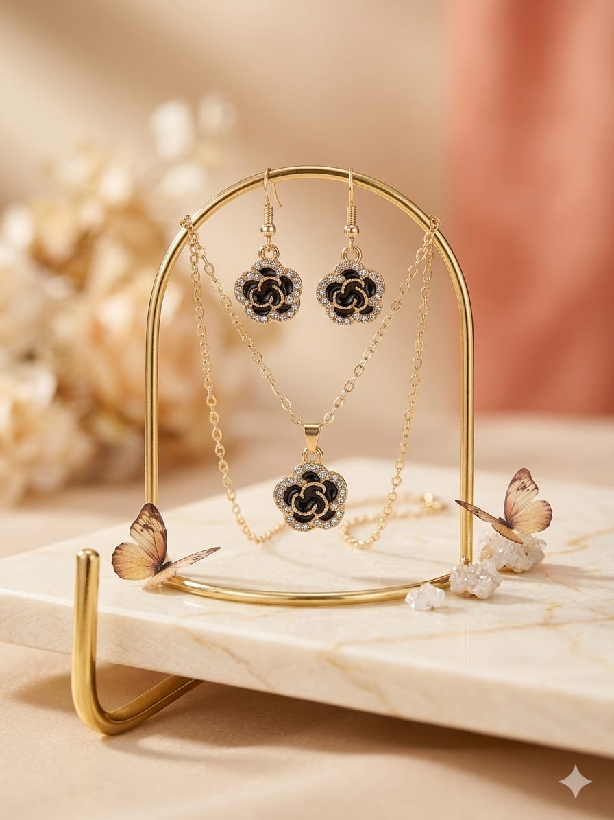 locket set with earings