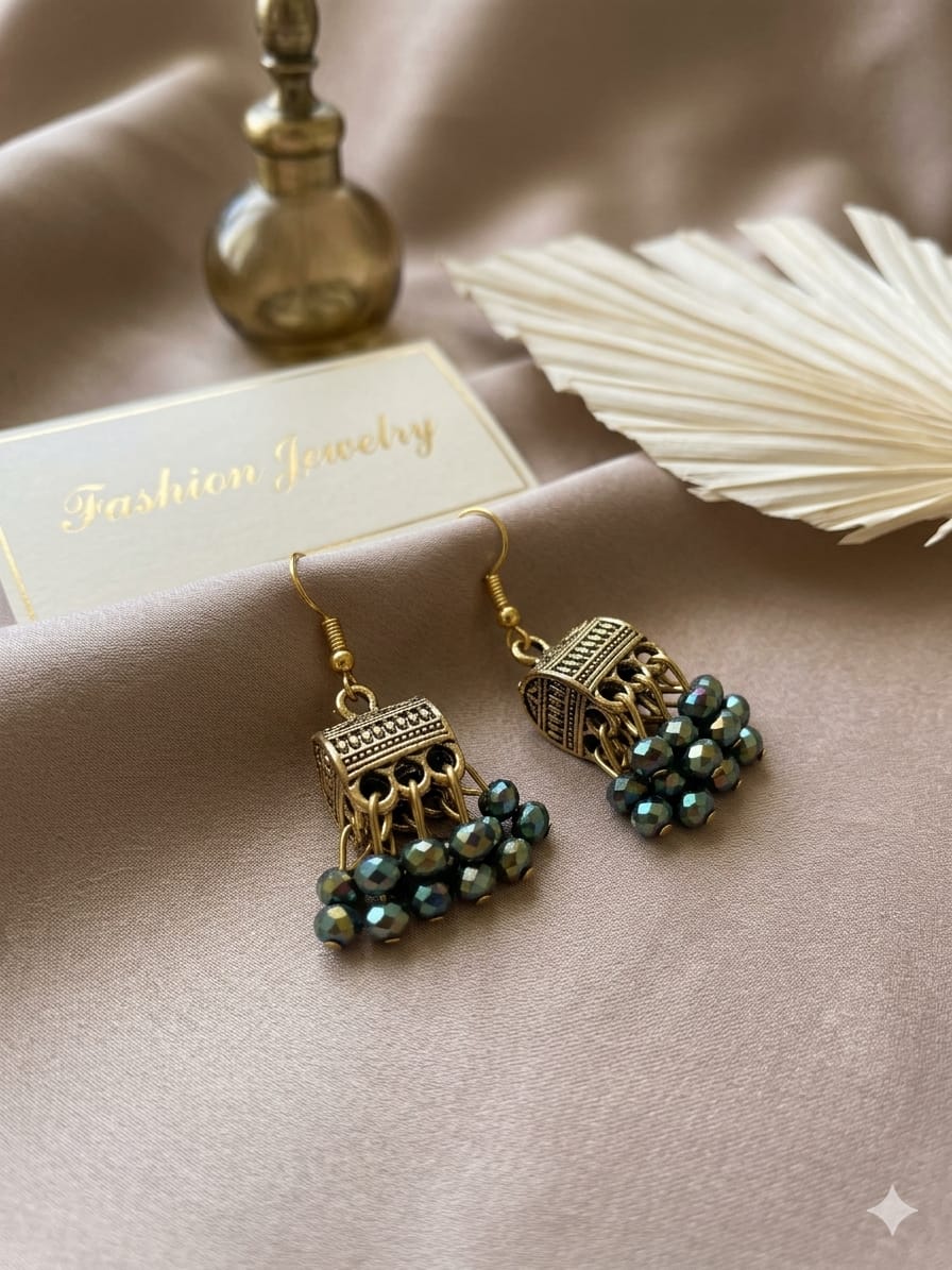 Oxidized zinc jhumki
